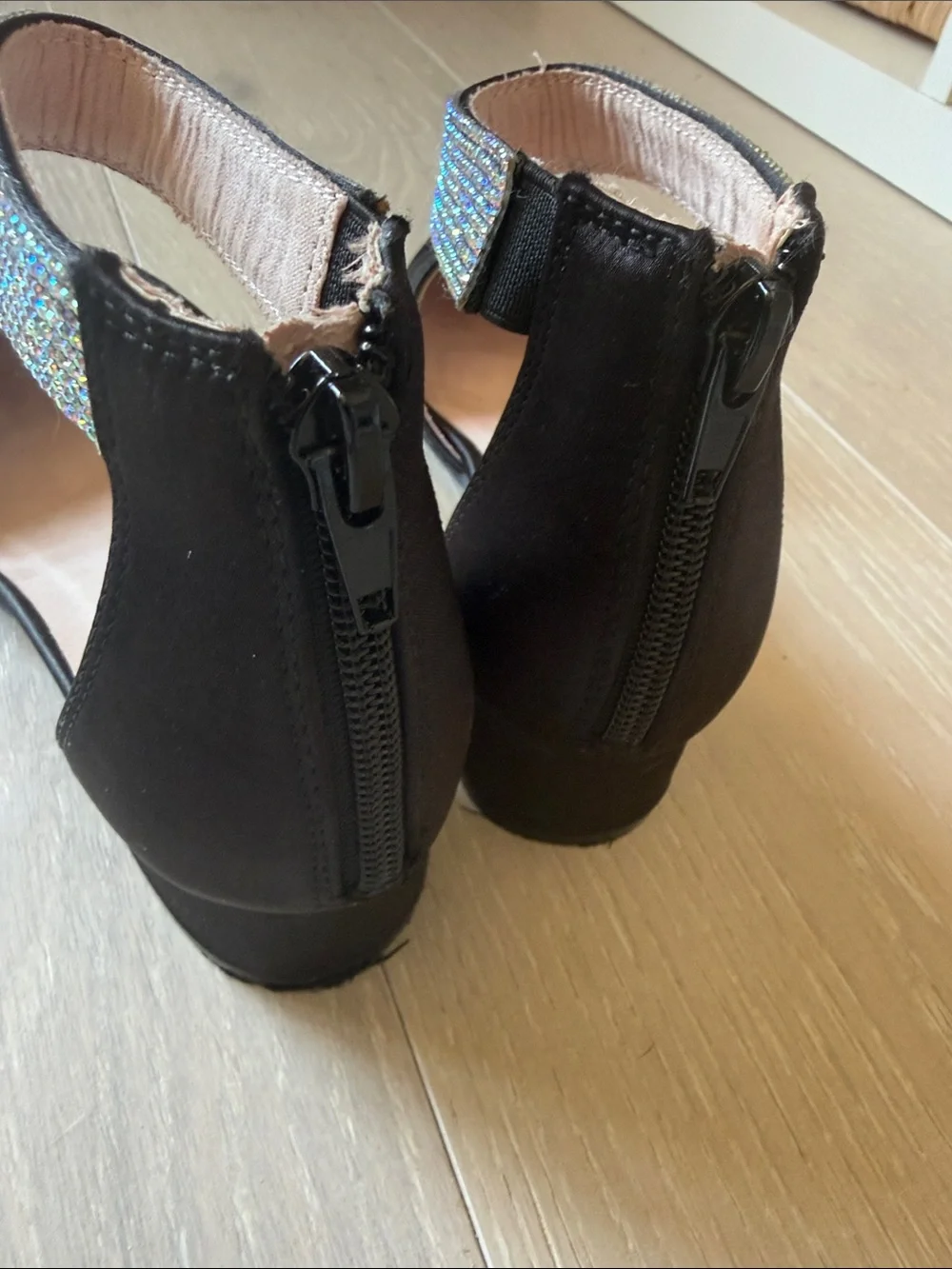 Mix No 6 Girls Tina Black Satin Rhinestone Dress Shoes Pump Heel Youth Size 3M